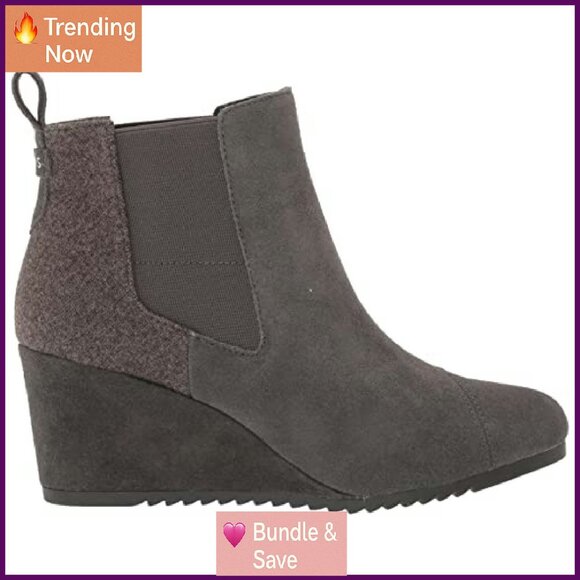 Women's Ankle Boots with Memory Foam, Wedge Heel, Size 5-12 - Picture 7 of 8